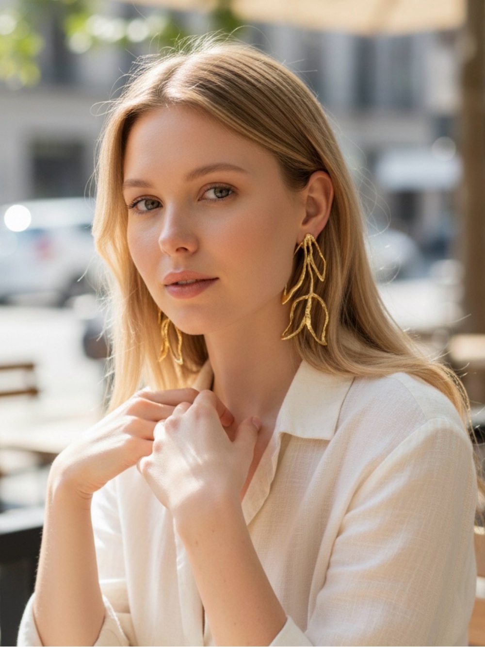 Gold Leaf Dangle Earrings - Women Jewelry